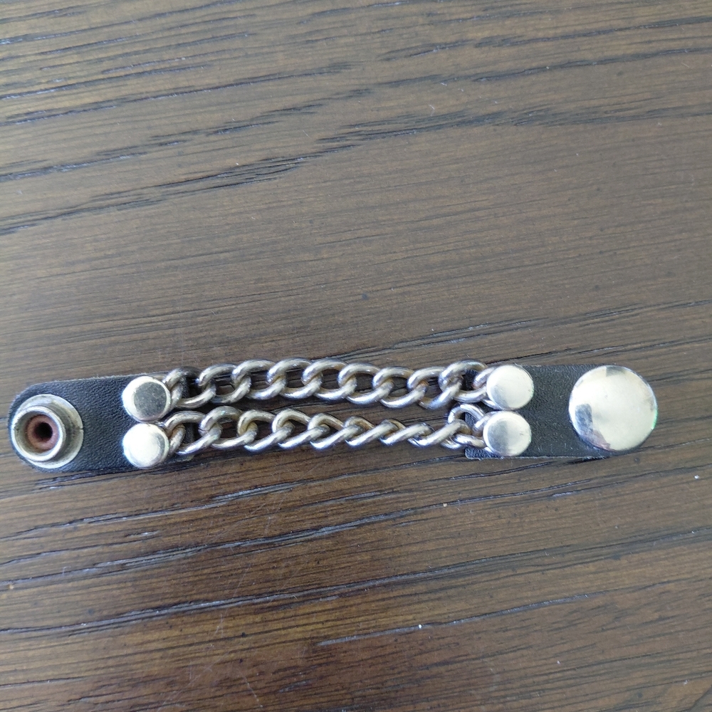 Black Leather Silver Chain Vest Extender
